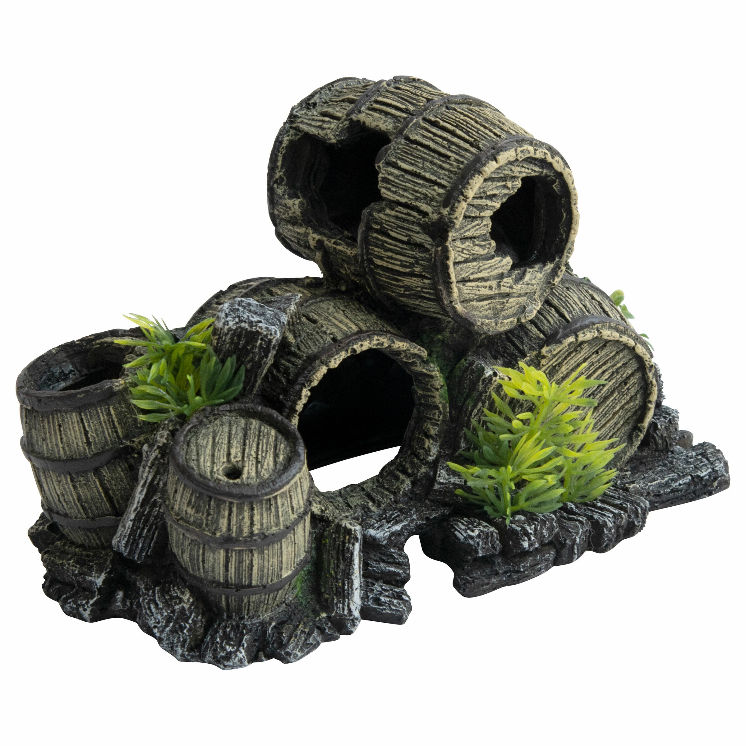 Deep Sea Aquariumdekoration Fässer Mit Pflanzen 20.5x11.5x13cm 3 Deep Sea Aquariumdekoration Fässer Mit Pflanzen 20.5x11.5x13cm