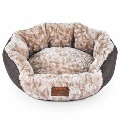 Freezack Hundebett Open Volant Sherpa Braun-beige
