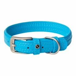 Rogz Hunde Lederhalsband Türkis